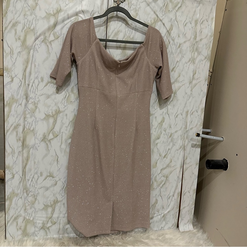 Eliza J 14 gold sparkly dress glitter short sleeve wedding event plus size party - Picture 8 of 9